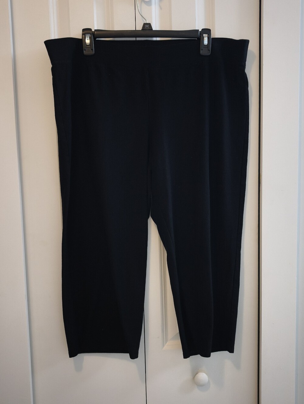 Eileen Fisher Black Stretch Capri Pants XL Pull On Slim Career